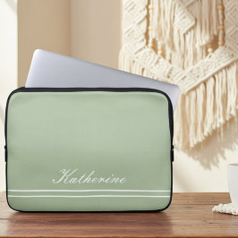 Scriptnaam Minimalistische Groene E Laptop Sleeve