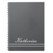 Scriptnaam Minimalistische Koolgrijs Notitieboek (Voorkant)