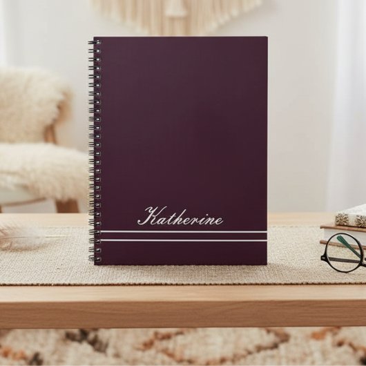Scriptnaam Minimalistische Pruim Notitieboek