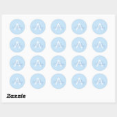 Scriptnaam & Monogram | Lichtblauw Wit Paars Ronde Sticker (Vel)