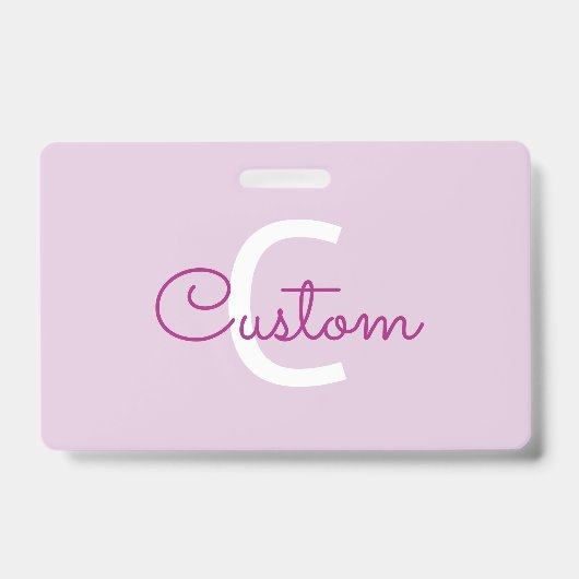Scriptnaam & monogram | Magenta & Lichtpaars Badge (Voorzijde)