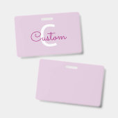Scriptnaam & monogram | Magenta & Lichtpaars Badge (Voor- en achterkant)