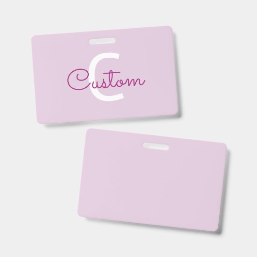 Scriptnaam & monogram | Magenta & Lichtpaars Badge (Voor- en achterkant)