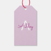 Scriptnaam & monogram | Magenta & Lichtpaars Cadeaulabel (Voorkant)