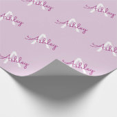 Scriptnaam & monogram | Magenta & Lichtpaars Cadeaupapier (Hoek)