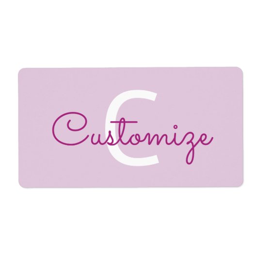 Scriptnaam & monogram | Magenta & Lichtpaars Etiket (Voorkant)