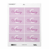 Scriptnaam & monogram | Magenta & Lichtpaars Etiket (Full Sheet)