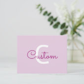 Scriptnaam & monogram | Magenta & Lichtpaars Feestdagenkaart (Staand voorkant)