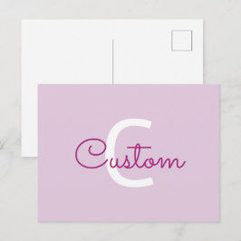 Scriptnaam & monogram | Magenta & Lichtpaars Feestdagenkaart