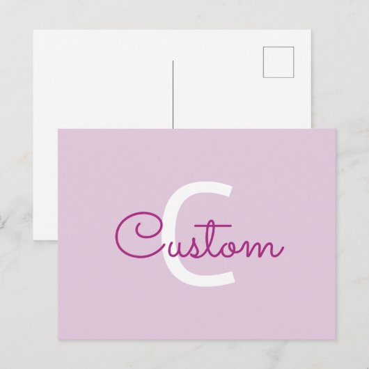Scriptnaam & monogram | Magenta & Lichtpaars Feestdagenkaart (Voorkant / Achterkant)