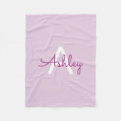 Scriptnaam & monogram | Magenta & Lichtpaars Fleece Deken (Voorkant)
