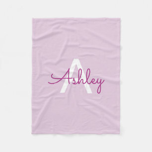 Scriptnaam & monogram Magenta & Lichtpaars Fleece Deken