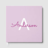 Scriptnaam & monogram | Magenta & Lichtpaars Gastenboek (Voorkant)