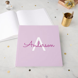Scriptnaam & monogram | Magenta & Lichtpaars Gastenboek