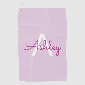 Scriptnaam & monogram | Magenta & Lichtpaars Golfhanddoek