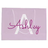 Scriptnaam & monogram | Magenta & Lichtpaars Groot Cadeauzakje (Achterkant)