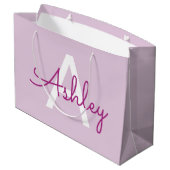 Scriptnaam & monogram | Magenta & Lichtpaars Groot Cadeauzakje (Achterkant Gekanteld)