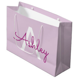 Scriptnaam & monogram | Magenta & Lichtpaars Groot Cadeauzakje