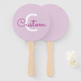 Scriptnaam & monogram | Magenta & Lichtpaars Handwaaier