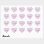Scriptnaam & monogram | Magenta & Lichtpaars Hart Sticker (Vel)