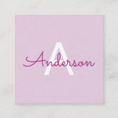 Scriptnaam & monogram | Magenta & Lichtpaars Informatiekaartje (Voorkant)