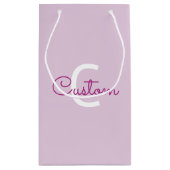 Scriptnaam & monogram | Magenta & Lichtpaars Klein Cadeauzakje (Achterkant)