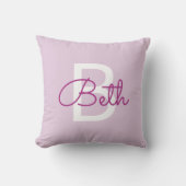 Scriptnaam & monogram | Magenta & Lichtpaars Kussen (Voorkant)
