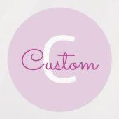 Scriptnaam & monogram | Magenta & Lichtpaars Labels (Design 1)
