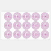 Scriptnaam & monogram | Magenta & Lichtpaars Labels (Vel)