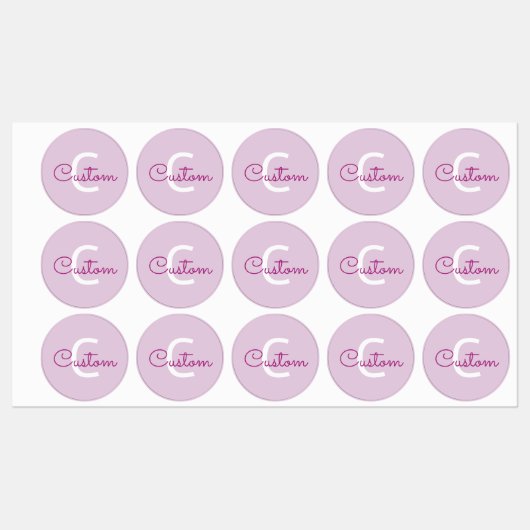 Scriptnaam & monogram | Magenta & Lichtpaars Labels (Vel)