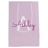 Scriptnaam & monogram | Magenta & Lichtpaars Medium Cadeauzakje (Achterkant)