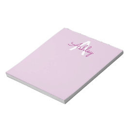 Scriptnaam & monogram | Magenta & Lichtpaars Notitieblok