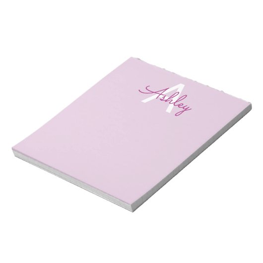 Scriptnaam & monogram | Magenta & Lichtpaars Notitieblok (Linkerzijde)