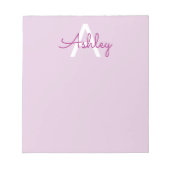 Scriptnaam & monogram | Magenta & Lichtpaars Notitieblok (Voorkant)