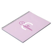 Scriptnaam & monogram | Magenta & Lichtpaars Notitieboek (Linkerzijde)