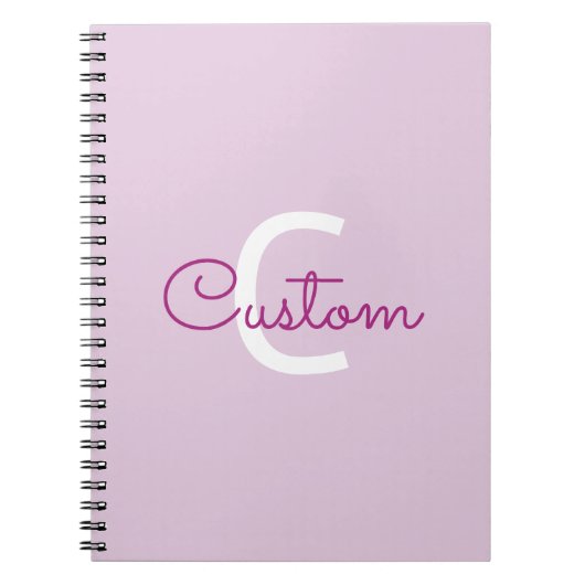 Scriptnaam & monogram | Magenta & Lichtpaars Notitieboek (Voorkant)