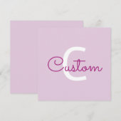 Scriptnaam & monogram | Magenta & Lichtpaars Notitiekaartje (Voorkant / Achterkant)