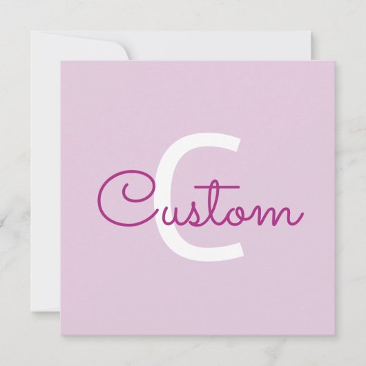 Scriptnaam & monogram | Magenta & Lichtpaars Notitiekaartje (Voorkant)