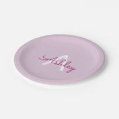 Scriptnaam & monogram | Magenta & Lichtpaars Papieren Bordje (Gekanteld)
