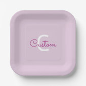 Scriptnaam & monogram | Magenta & Lichtpaars Papieren Bordje (Voorkant)