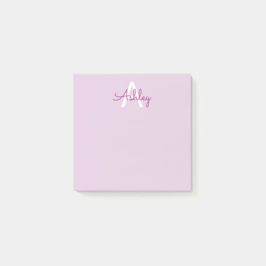 Scriptnaam & monogram | Magenta & Lichtpaars Post-it® Notes (Voorkant)