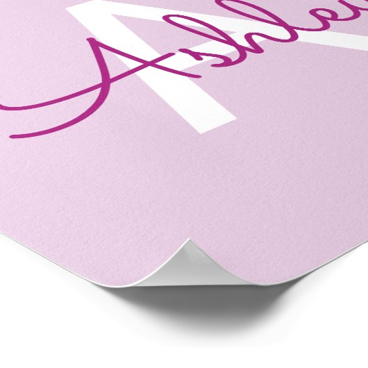 Scriptnaam & monogram | Magenta & Lichtpaars Poster (Hoek)