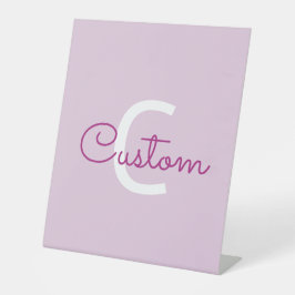 Scriptnaam & monogram | Magenta & Lichtpaars Reclamebord Met Voetstuk