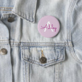 Scriptnaam & monogram | Magenta & Lichtpaars Ronde Button 5,7 Cm (In situ)
