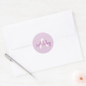 Scriptnaam & monogram | Magenta & Lichtpaars Ronde Sticker (Envelop)