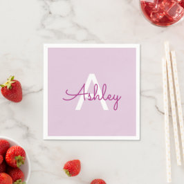 Scriptnaam & monogram | Magenta & Lichtpaars Servet