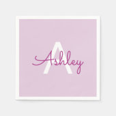 Scriptnaam & monogram | Magenta & Lichtpaars Servet (Voorkant)