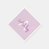 Scriptnaam & monogram | Magenta & Lichtpaars Servet (Hoek)