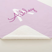Scriptnaam & monogram | Magenta & Lichtpaars Sherpa Deken (3/4)