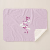 Scriptnaam & monogram | Magenta & Lichtpaars Sherpa Deken (Voorkant (horizontaal))